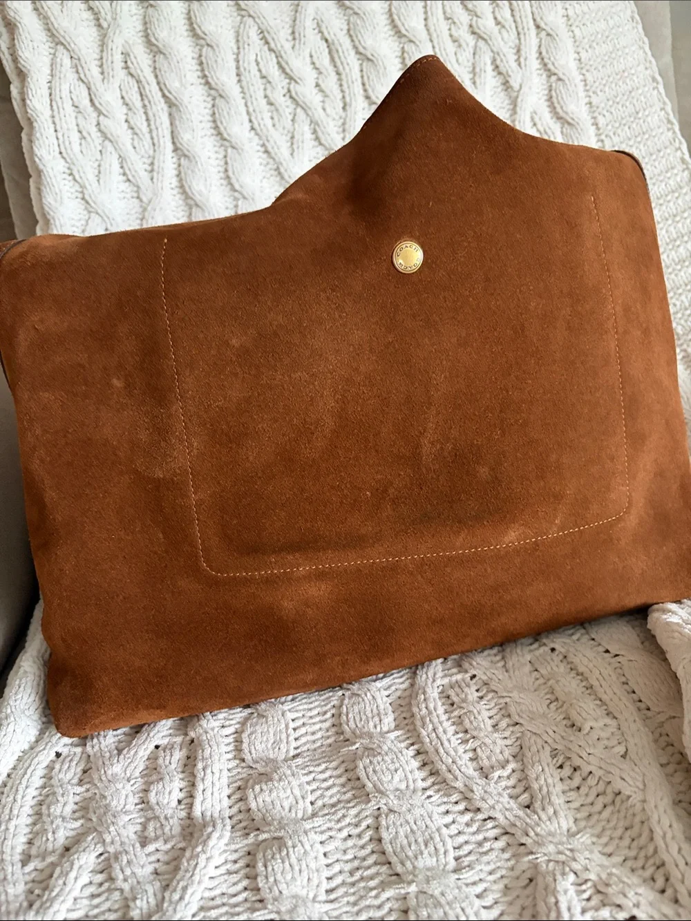 Coach Brooklyn 39 in warm brown suede